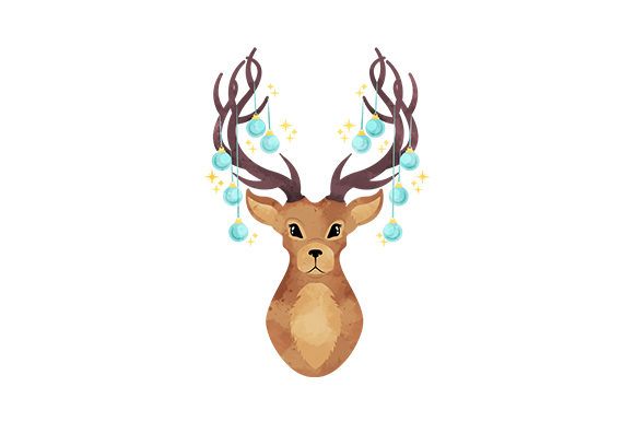 Download Christmas Deer Antlers Watercolor - Christmas Collection
