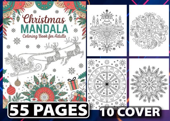 Download 55 Christmas Mandala Coloring Pages KDP - Christmas Collection