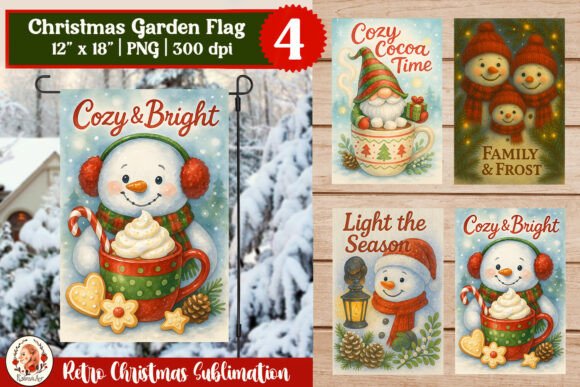 Download Retro Christmas Garden Flag Sublimation - Christmas Collection