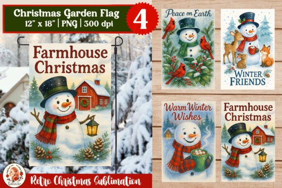 Download Retro Christmas Garden Flag - Christmas Collection
