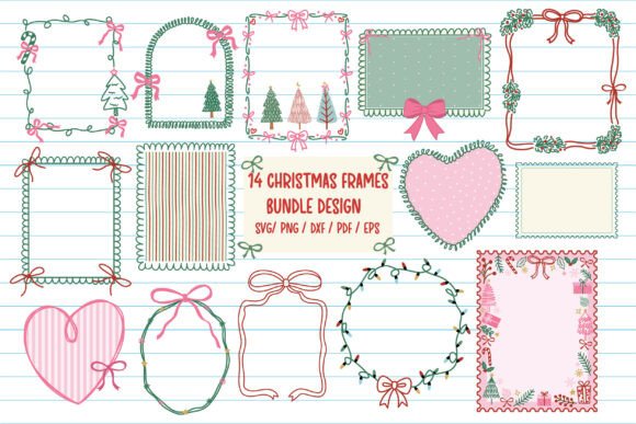 Download Coquette Christmas Frame Hand Drawn SVG - Christmas frame Collection
