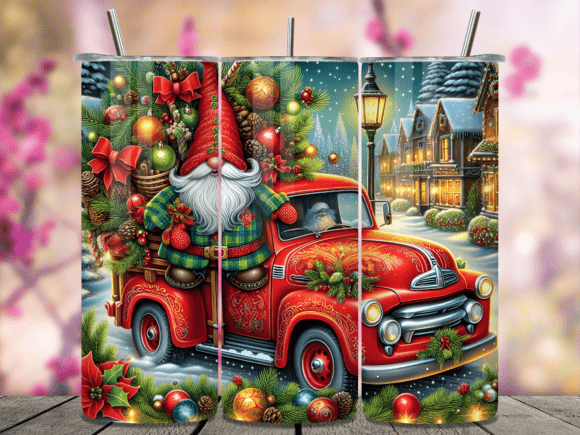 Download Red Truck Gnome Retro Holiday Tumbler - Red Collection