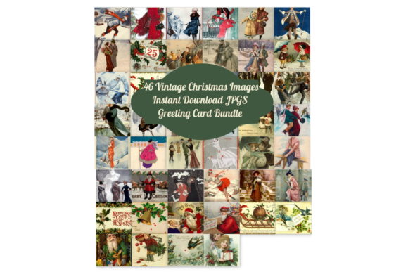 Download 46 Vintage Christmas Card Bundle Art - Christmas Collection