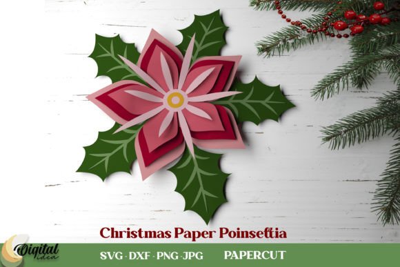Download Flower Paper. Christmas Paper Poinsettia - Christmas Collection
