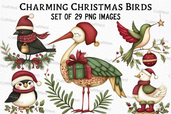 Download Charming Christmas Birds Clip Art - Christmas Collection