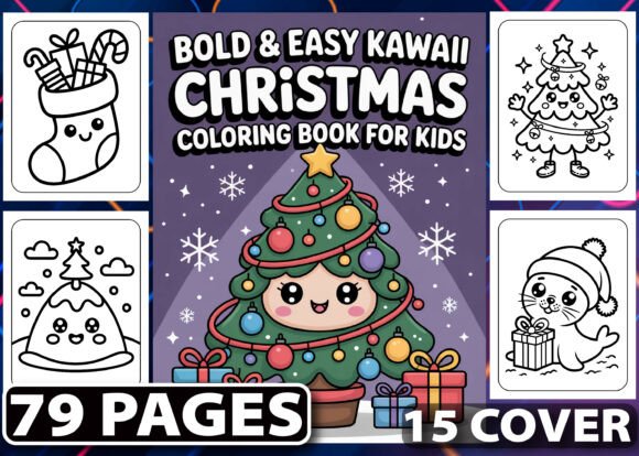 Download Bold &amp; Easy Kawaii Christmas Coloring - Christmas Collection