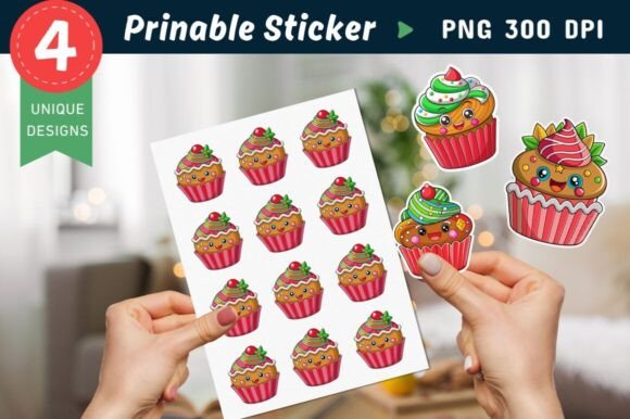 Download Christmas Stickers, Cupcake Stickers - Christmas Collection