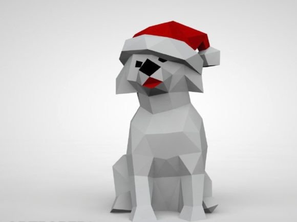 Download Christmas Dog 3D Paper Sculpture - Christmas Collection