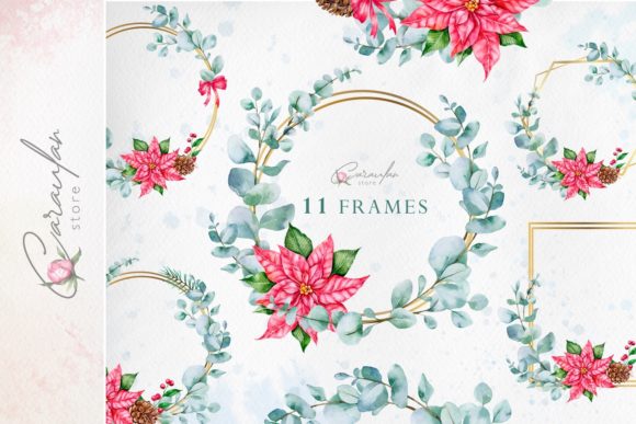 Download Christmas Frame Watercolor, Eucalyptus - Christmas frame Collection