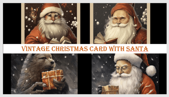 Download Vintage Christmas Card with Santa - Christmas Collection